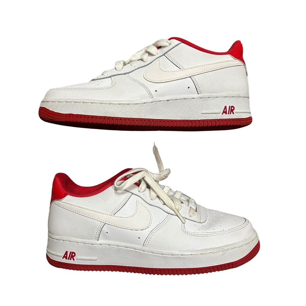 Nike Youth Boys Air Force 1 Low White & University Red Sneakers